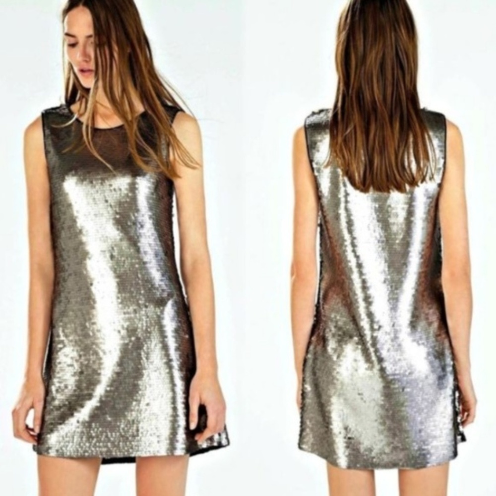 New Years Eve Zara Sequin Silver Dress!